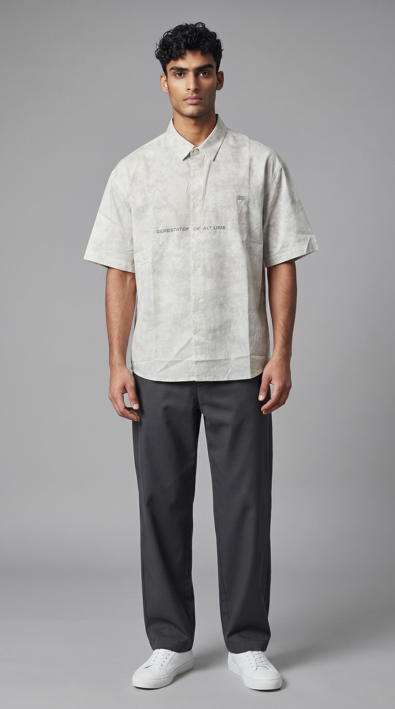 Grey Printed Casual Shirt