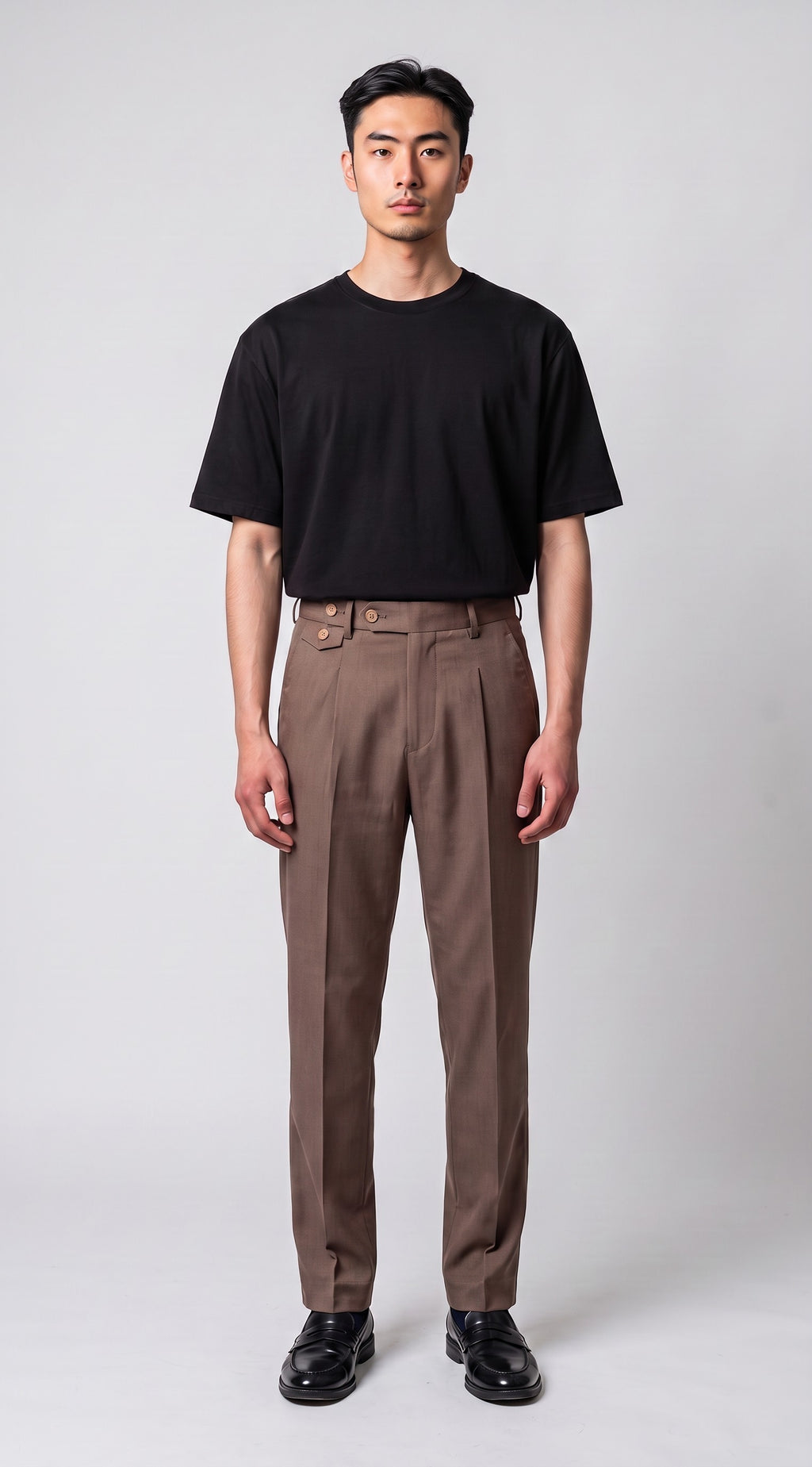 Khaki Brown Pleated Trouser