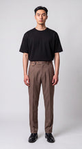Khaki Brown Pleated Trouser