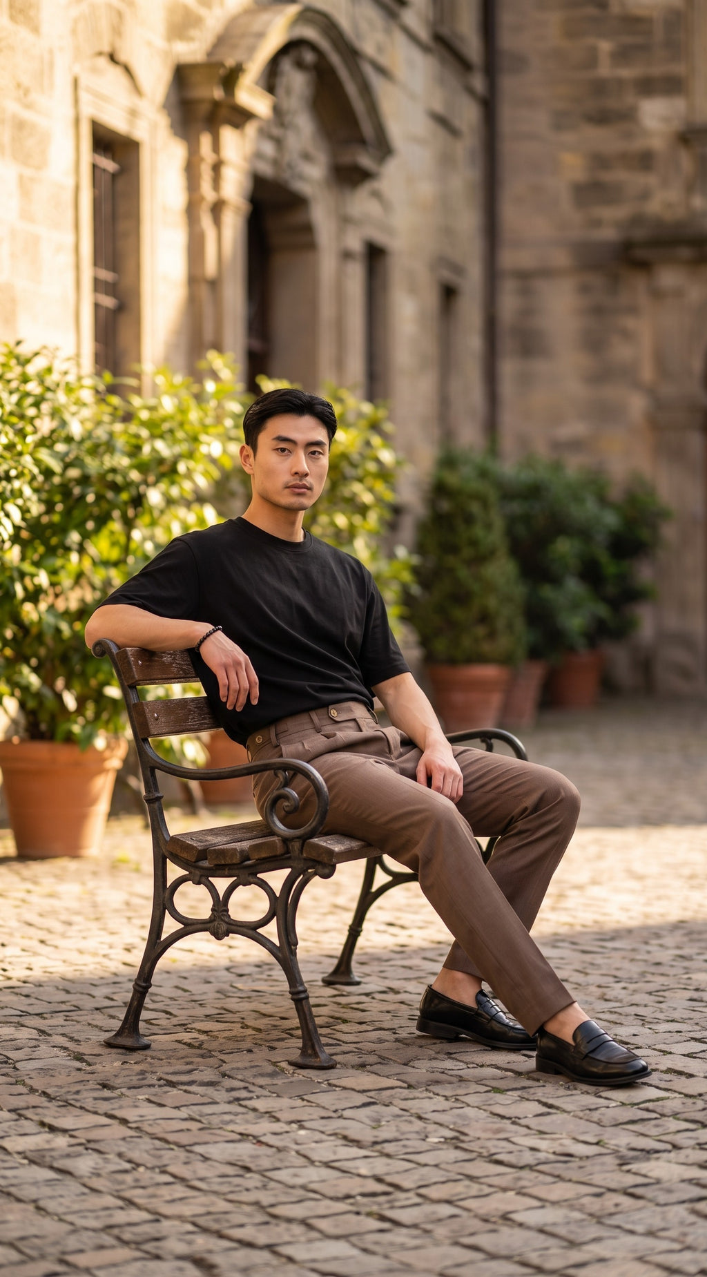 Khaki Brown Pleated Trouser