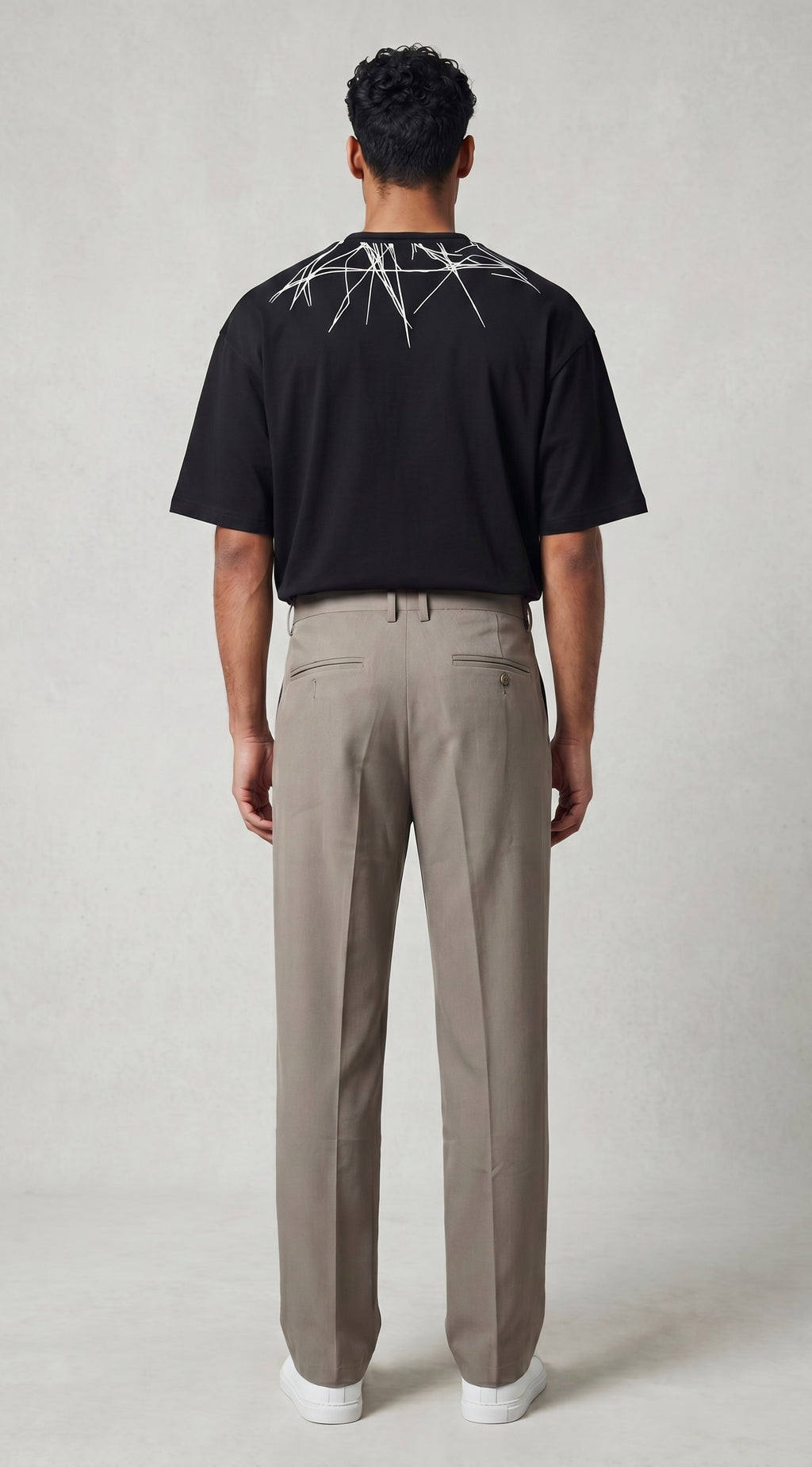 Beige pleated trousers  regular fit and buttoned waist details