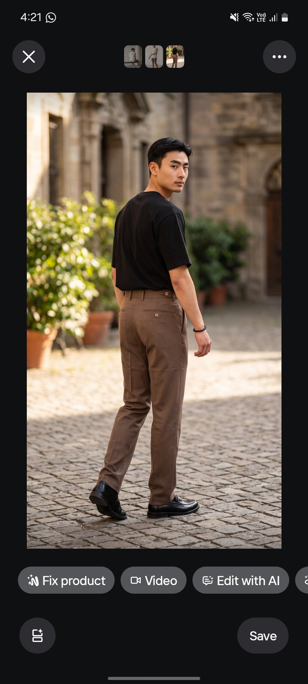Khaki Brown Pleated Trouser