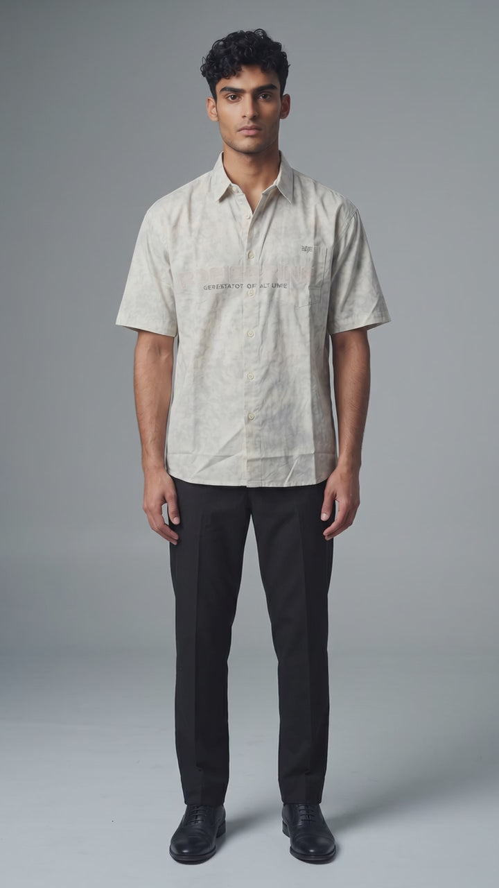 Grey Printed Casual Shirt